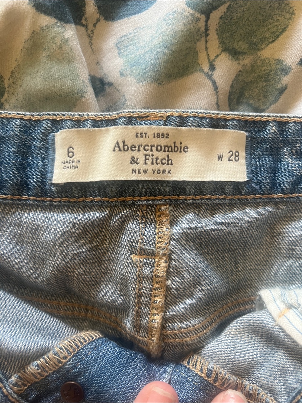 Abercrombie & Fitch Light Blue Distressed Denim Mini Skirt with Stud Accents - Picture 3 of 3